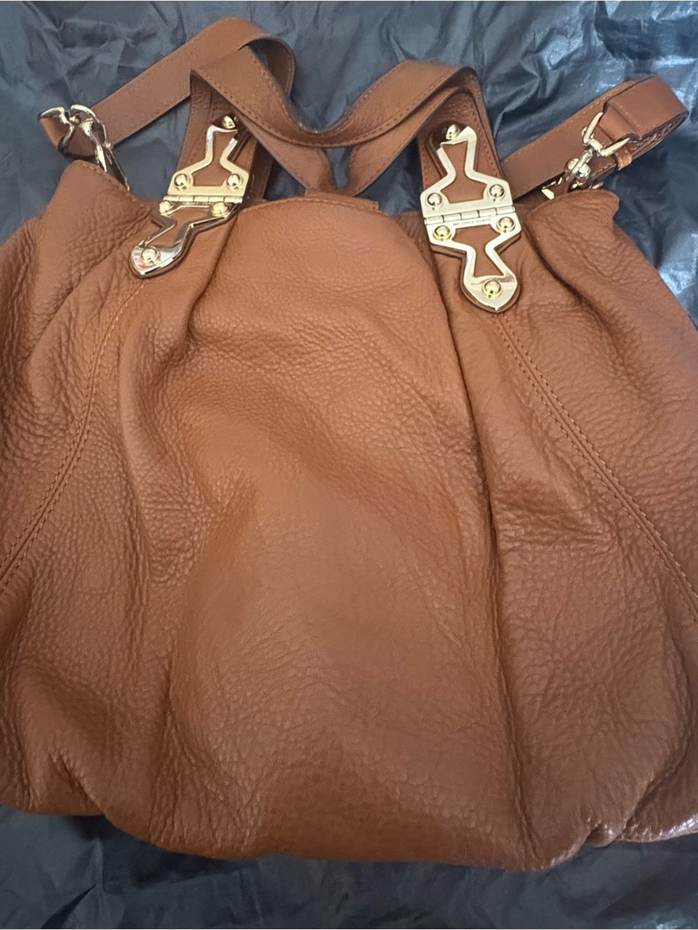 Michael Kors Cognac Leather Shoulder Bag with Gold Hardware